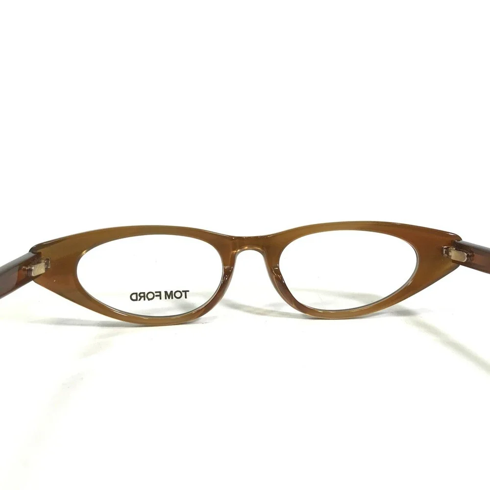 Tom Ford Eyeglasses Frames TF5120 095 Dark Clear Brown Round Full Rim 47-17-140